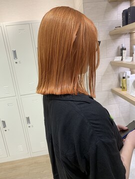 シエル 熊本店(CIEL) オレンジベージュ切りっぱなしボブ