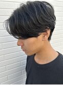 ニュアンスセンターパートマッシュメンズ波巻きツイスパショート
