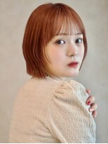 ガーデンヨコハマエスト(GARDEN YOKOHAMA est)&nbsp;切りっぱなし くびれヘア レイヤーボブ アプリコットオレンジ