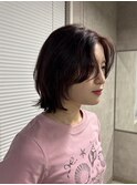 アプリコットオレンジ/くびれヘア/ウェーブショート［新潟］