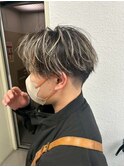 フェザーショートアップバングセンターパートメンズハイライト