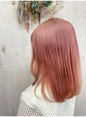 透け感バングピラミンゴカラーハイトーンカラーフェイスレイヤー