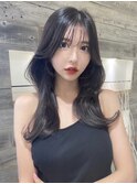 表参道艶髪大人韓国ヘア　黒髪ブルーブラック顔まわりカット