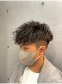 無造作スパイラルパーマ刈り上げマッシュメンズパーマ
