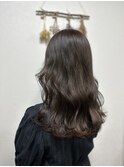 20代30代小顔ゆるふわロングアッシュブラウン
