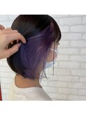 大人可愛いダブルカラーパープルブラック丸みショート