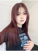 レッドヘア/ワインレッド/カシスレッド/赤髪/レイヤーカット