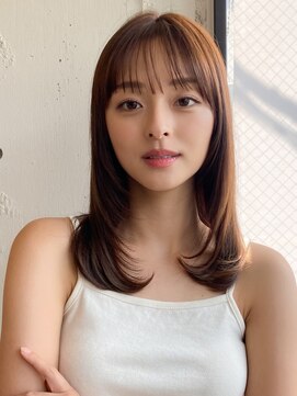 エトラ 渋谷店(etora) 韓国ヘア レイヤーカット くびれヘア  アプリコットオレンジ"