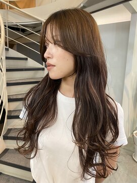 ロライマ 中目黒(roraima) ロングヘア/顔まわりレイヤー/パーマ風/mix巻/大人ヘア/ブラウン