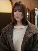 ケアカラーブリーチなしベージュミディアム顔まわりレイヤー