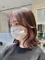 ジーナ セントラル銀座(Zina)&nbsp;ピンクインナーミディアムレイヤー顔まわりカット