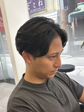 ブラウン(Brown) フェザーパーマ/リバースセンターパート/藤沢美容院