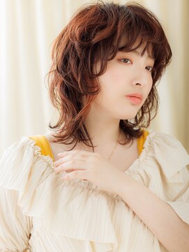 カバーヘア イヴ 戸頭店(COVER HAIR EVE) 小顔レイヤーウルフカットブリーチなしイヤリングカラー20代Te2