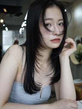 ソルトウォーター(SALT WATER) レイヤーカット/ブラック/韓国ヘアー/ブリーチなし/恵比寿/