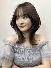 ヘアリゾート粋 ウナム 新宿東口店(enam) 顔まわりカット/くびれミディアム/外ハネ/シアーブラウン/透明感