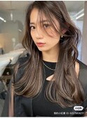 韓国ヘアーハッシュカットレイヤーカットグレージュブリーチ無し