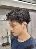 刈り上げアップバングスパイキーショートパーマスパイラルパーマ