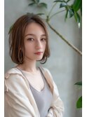 大人かわいい☆小顔前下がりレイヤーボブ×ハイライトグレージュ