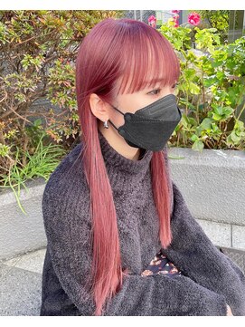 マーシアバイアルティナ 蒲田店(Marcia by artina) チェリーピンク_シースルー前髪_エアストレート_ヴェールカラー3