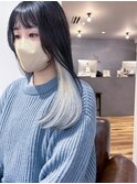 20代 30代 40代 ロング インナーカラー ブルーシルバー