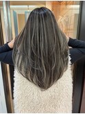ハイライトレイヤーカット白髪ぼかしミルクティー30代40代50代