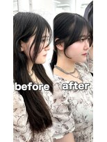 アマトウキョウ アユンチェ(AMA TOKYO×AYUNCHE) 前髪顔まわり韓国ヘアレイヤーカットサイドバンク2wayバンク韓国