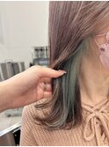 イヤリングカラー ミントグリーン×オリーブブラウン