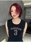 【riNa】レッド、顔まわりレイヤー、カシスピンク