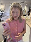 ホワイトベージュ×レイヤーカット
