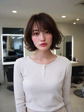 顔まわりカット/レイヤーカット/ショートボブ/ブラウン