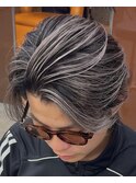 ホワイトシルバーグレーバレイヤージュセンターパート