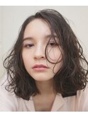 ロングレイヤー/ダークアッシュ/ロングボブ/春パーマ