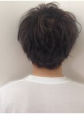 くせ毛カットグレーベージュマッシュ