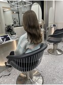 ★斜めバングミディアムヘアグレージュカラーシルキーベージュ★