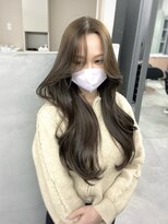 ジエクト カナウ(The Ect canow)&nbsp;レイヤーロング小顔ヘア韓国ヘアくびれヘアグレージュカラー