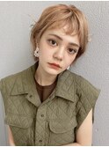 ショートヘアことりベージュニュアンスカラー前髪あり銀座東京