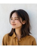 ナチュラルブラウンラウンドバングミディ/松戸/五香/元山/市川