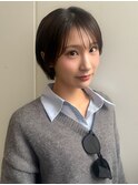 大人ガーリー似合わせカットブリーチなしダークアッシュショート