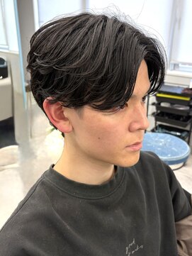 プリアバイポプルス 渋谷(pria by popls) フェザーパーマシャドウパーマダークブラウン毛流れパーマ