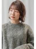 大人かわいい前髪セシルカットココアブラウンフリンジウェーブ