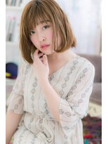 ミック 日暮里店(miq)&nbsp;ブリーチオンカラーで外国人風★濡れ髪前下がりボブa1