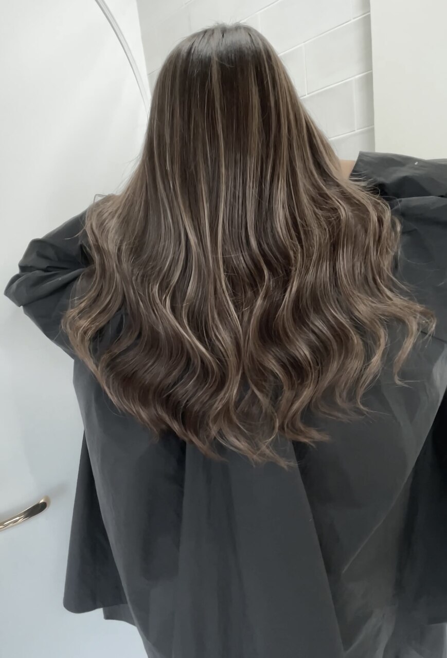 ハイライトカラーミルクティーベージュケアブリーチダブルカラー