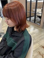 ディーボーイ 健軍店(D-BOY)&nbsp;アプリコットオレンジ/ミディアムボブ/夏カラー