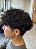 波巻きパーマメンズパーマメンズヘアツーブロックツイストパーマ