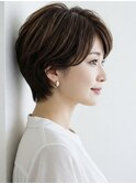 40代/50代/60代ひし形小顔ショートボブ絶壁解消白髪ぼかし△27