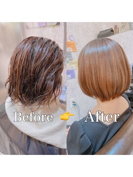 シンミシエル 京都北野白梅町(shinmiciel) ナチュラルボブ前髪ありイメチェン30代40代50代60代ショート