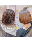 ナチュラルボブ前髪ありイメチェン30代40代50代60代ショート