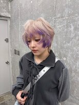 オーン(OOn)&nbsp;マッシュショートホワイトブロンド×エンドパープル