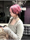 ホワイトピンク×ブラックルーツカラー