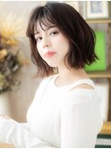 斜めバング小顔ハッシュカット外ハネウルフc8志木20代30代40代